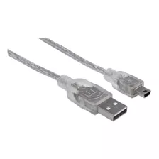 Cable Usb Macho A Usb Mini Macho Manhattan 1.8 Metros 333412 Color Plateado