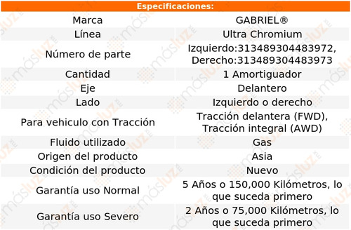 1_ Amortiguador Delantero Highlander 11/13 Gabriel Foto 2