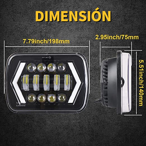 Faros Rectngulo Led 5x7 H4 Para Jeep Nissan Toyota Pickup Foto 7