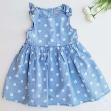 Vestido Beba Celeste Lunares Talle 6 Meses 