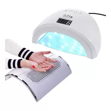 Sugador De Po Unhas Acrigel Porcelana + Cabine 48w / 24 Leds Cor Branco 110v/220v