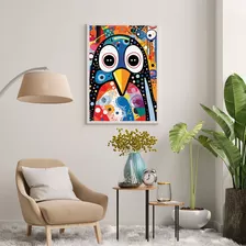 Quadro Decorativo Grande Pinguim Colorido 01 Sala 90x60 