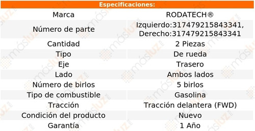 2- Mazas Rueda Traseras Tucson 2.4l 4 Cil 2018/2021 Rodatech Foto 2