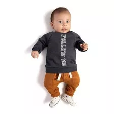 Roupa De Bebe Conjunto Menino Moletom Calça Follow Me Blusa