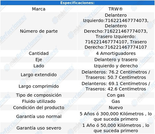 4 Amortiguadores Gas Mercedes-benz Gle400 16-18 Trw Foto 2