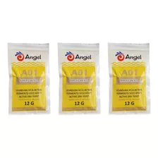 Kit Com 3 Sachês Fermento Levedura Angel A01- 12g