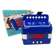 Sanfona Gaita Mini Acordeon 03 Baixos 07 Botões Cor Azul