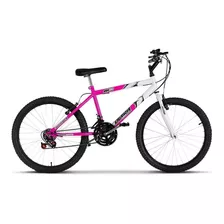 Bicicleta De Passeio Ultra Bikes Bike Aro 24 Bicolor 18 Marchas Freios V-brakes Cor Rosa/branco