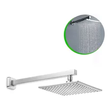 Ducha Chuveiro 30x30 Inox Com Braço 40cm Solar Gás Piscina Cor Prateado