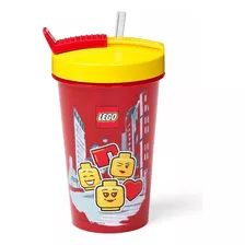 Vaso Con Sorbete Lego Infantil Escolar 500 Ml Tumbler Color Rojo Tumbler Whit Straw