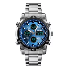 Relógio Watch Trend Multi-funcional Prateado E Azul