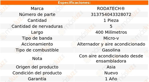 (1) Banda Accesorios Micro-v Alt, A/a Lynx 1.6l 4 Cil 84/85 Foto 2