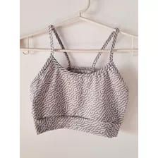 Top Deportivo Lycra Gris Estampado Talle S