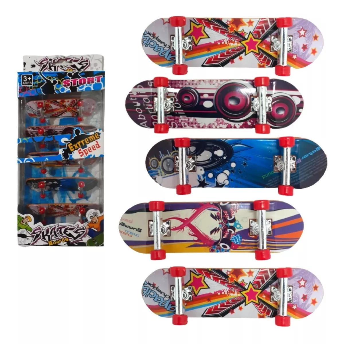 Mini 5 Skate Dedo Fingerboard C/ Lixa Divertido Top Sortido