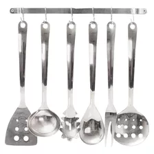 Kit Utensílios Talheres Aço Inox La Cuisine 6 Peça + Suporte