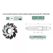 Fresa Modulo 20º M1,5 Nº5 - 26/34 Dentes - Ws