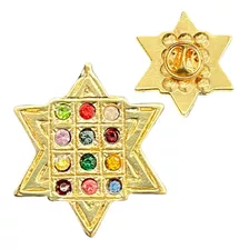 Botton Broche Estrela De Davi Dourado 12 Tribos De Israel