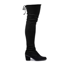 Bota Feminina Over The Knee Cano Alto Salto Curto