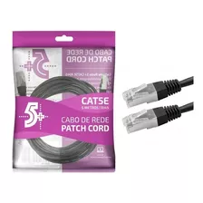 Cabo De Rede Blindado 5m Ethernet Rj45 Cat5e Preto 5 Metros