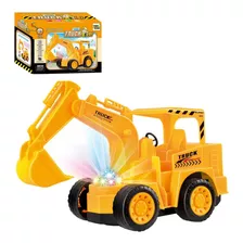 Caminhão De Brinquedo Retroescavadeira Bate E Volta Som Luz Cor Amarelo