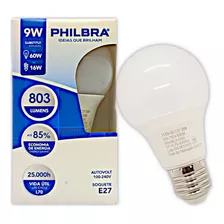 Lâmpada Led Bulbo Branco Frio 9w Bivolt 6500k - Philbra