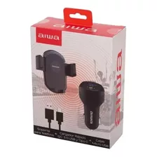 Cargador De Auto Aiwa Mas Soporte Teléfono Aw-h73c + Cable