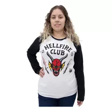 Camiseta Manga Longa Piticas - Stranger Things Hellfire Club