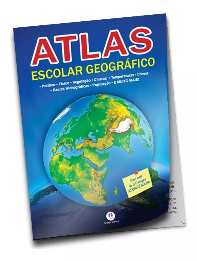 Livro Atlas Escolar Geográfico Com Mapas Atualizados 