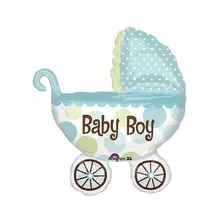 Carreola Coche Azul Globo Met Jumbo Baby Shower Nacimiento