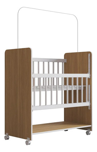 Mini Berço Grade Movel 89 Cm Outside Mobbs Branco Nature Branco/nature
