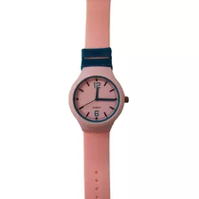 Relogio Pulso Liso Silicone Quartz Semi Numerico Rosa