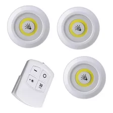 Kit 3 Spot Led Sobrepor S/ Fio Com Controle Remoto E Timer