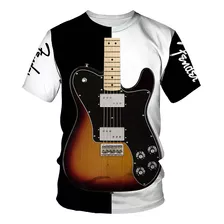 Camiseta De Manga Corta Estampada De Guitarra De Arte 3d