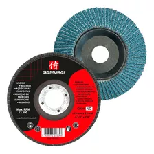 10 Peças Discos Flap Desbaste Madeira E Metal 115mm Samurai 