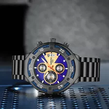 Relojes Nibosi Business Chronograph A Prueba De Agua, Color De Fondo: Negro Azul