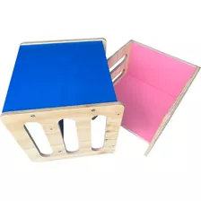 Mesa E Cadeira Cubo Montessoriano Colorido Infantil 