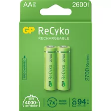 2 Pilhas Aa Recarregáveis Da Gp Recyko De 2600 Mah