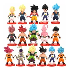 Kit 16 Boneco Miniatura Dragon Ball Super Goku Action Figure