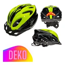 Capacete Com Sinalizador Led Ciclismo Bike Rosa Deko Cor Verde Tamanho G