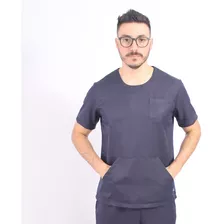  Pijama Cirúrgico Gola Redonda Scrub Masculino -azul Marinho