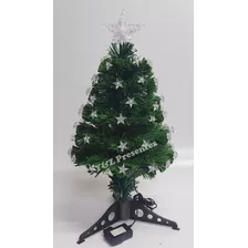Árvore Natal Fibra Ótica Led Colorida Estrela 60cm Bivolt A Cor Verde