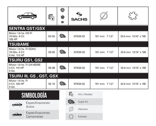 Kit De Clutch Sachs Nissan Tsuru 3 Gs Gst Gsx 1992  2016 Foto 2