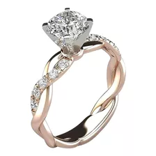 D 2pc Anillo Nupcial Circón Ab706 Diamante Elegante Compromi