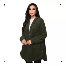 Jaqueta Plus Size Casaco Ted Pelinho Inverno Com Capuz 