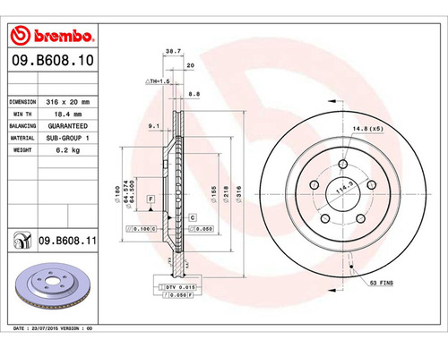 Par Discos Brembo Mercury Monterey Convenience 2005 Trasero Foto 2