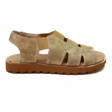 Sandalias De Mujer Bajas Ojotas Cuero Elastico Base De Goma