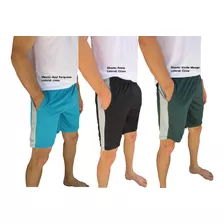 Kit 03 Shorts Com Bolsos Dry Fit Malha Fria P/ Corrida, Academia, Caminhada, Pescaria Etc