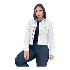 Jaqueta Curta Jeans Feminina Rasgada Botões Moda