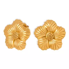 Aros Baño Oro 18k Flor