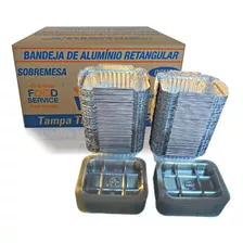 Bandeja De Alumínio Retangular 135ml Dsmfs 100unid Com Tampa